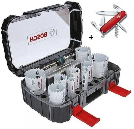 Accesorios Bosch Juego de sierras perforadoras de 14 piezas | cambio de poder | madera y metal | 20 - 76 mm | + cuchillo victorinox - 061599760l