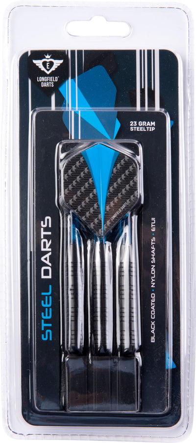 Longfield Darts Steeltip Dartspijl Set 23 Gramos Black Blue 3 piezas