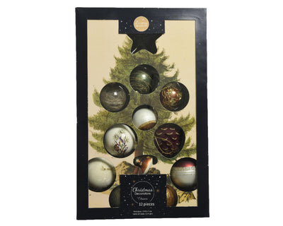 Decoris bolas de Navidad mezcla de vidrio 12 piezas natural