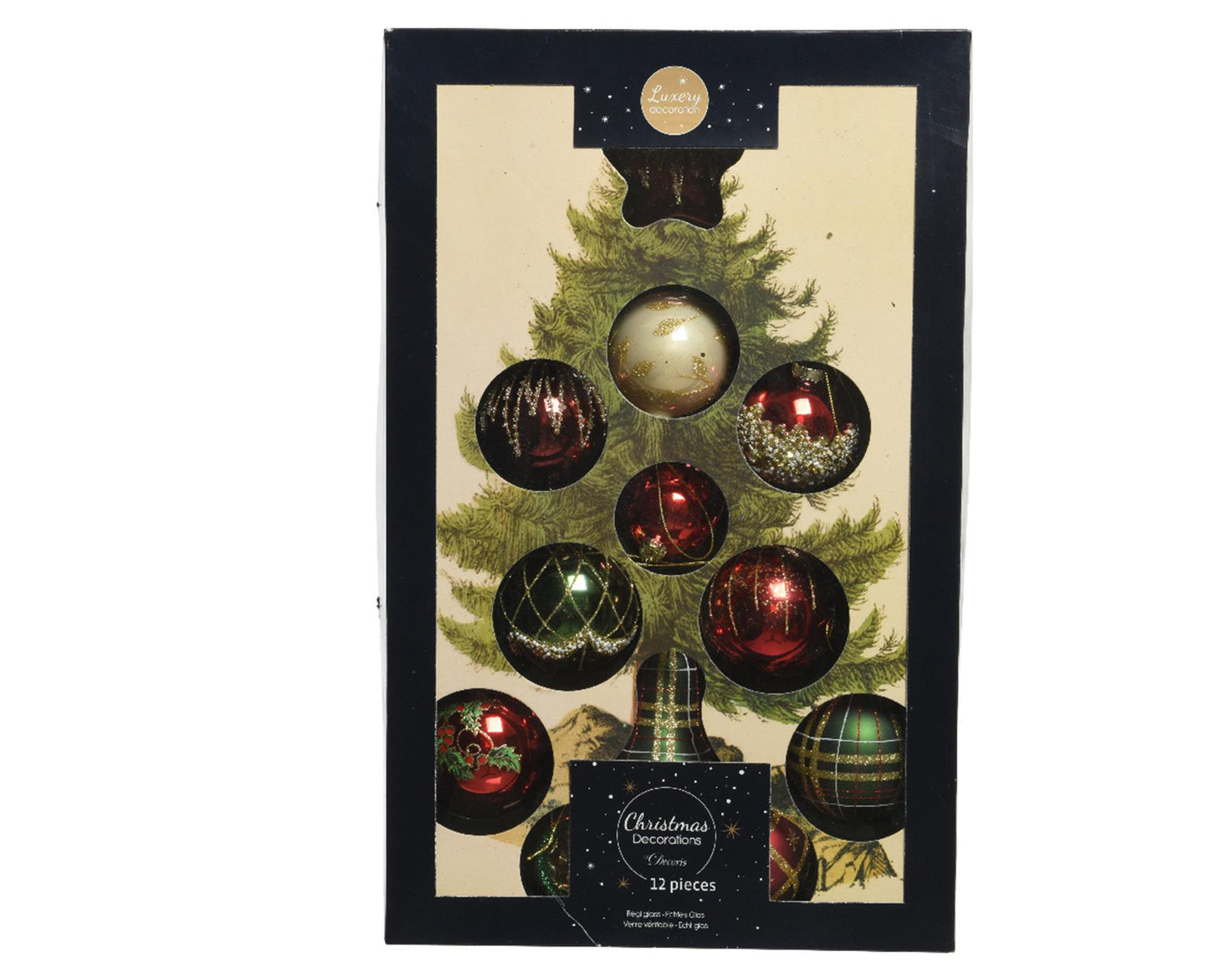 Decoris kerstballen mix glas 12 stuks kerstkleur