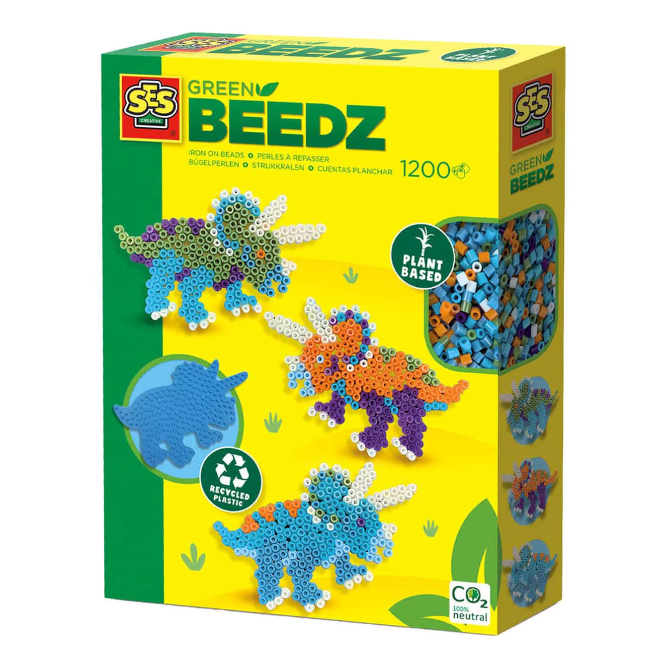 Ses green beedz - strijkkralenset triceratops dino