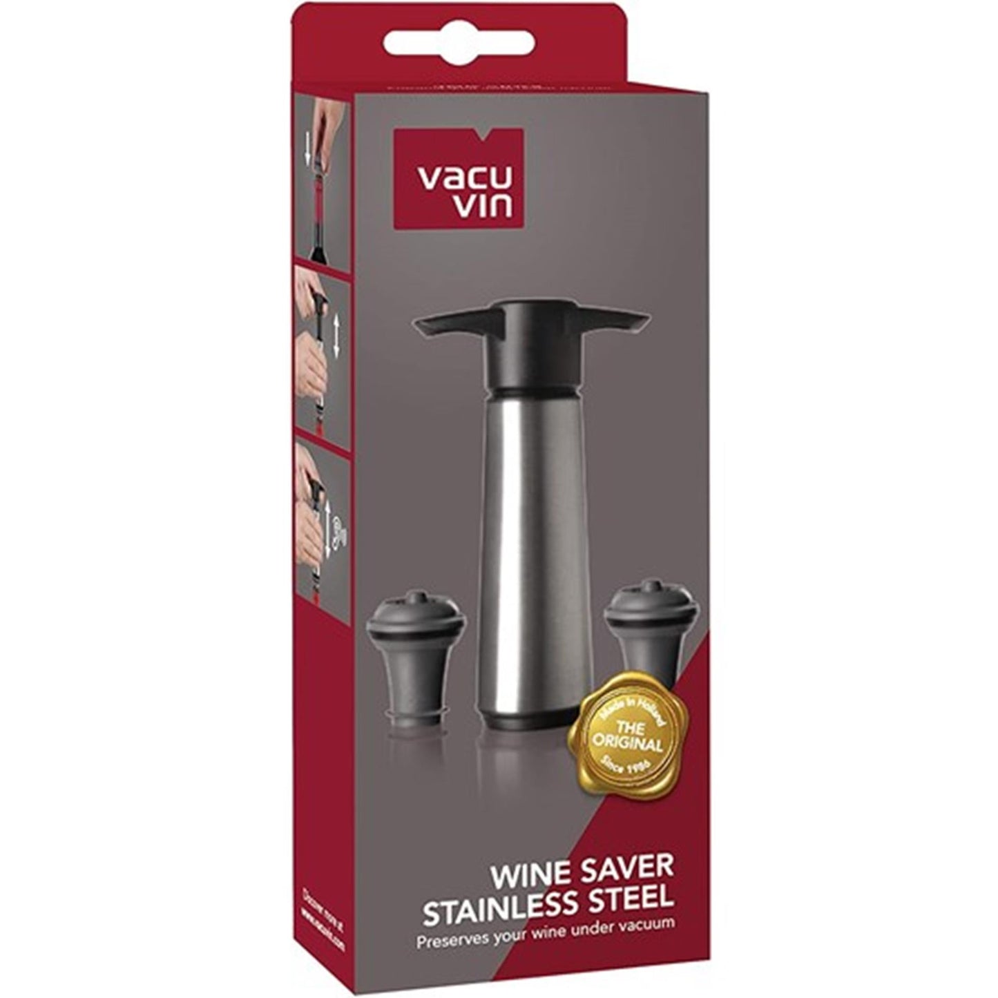 Set salvavino Vacu Vin in acciaio inox
