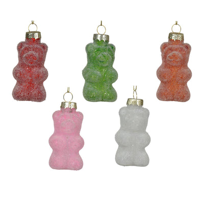 Decoris Ciondolo natalizio orsetto gommoso in vetro 8cm 5 pezzi