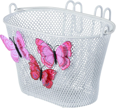 Canasta de bicicleta infantil de Basil Jasmin Jasmin Butterfly en la parte delantera o en la parte posterior de White