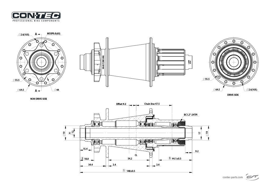 Contec achternaaf m.core db ct cassette-hr-hub m.co re db 32l.148mm boost xd