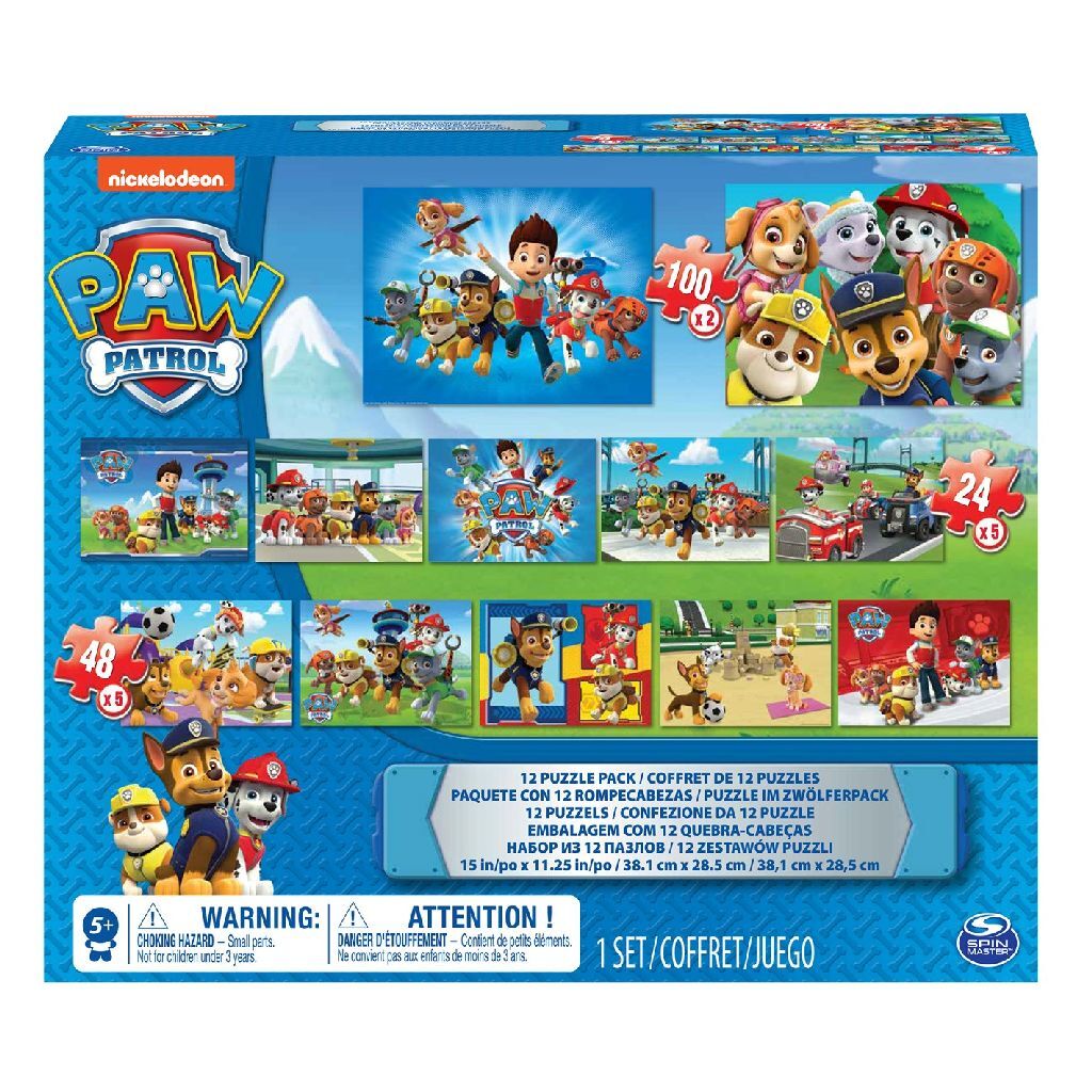 Set rompecabezas 12 en 1 patrulla canina 25 48 100 piezas