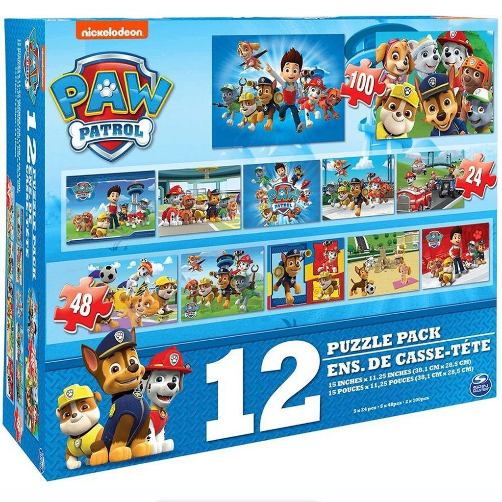 Set rompecabezas 12 en 1 patrulla canina 25 48 100 piezas