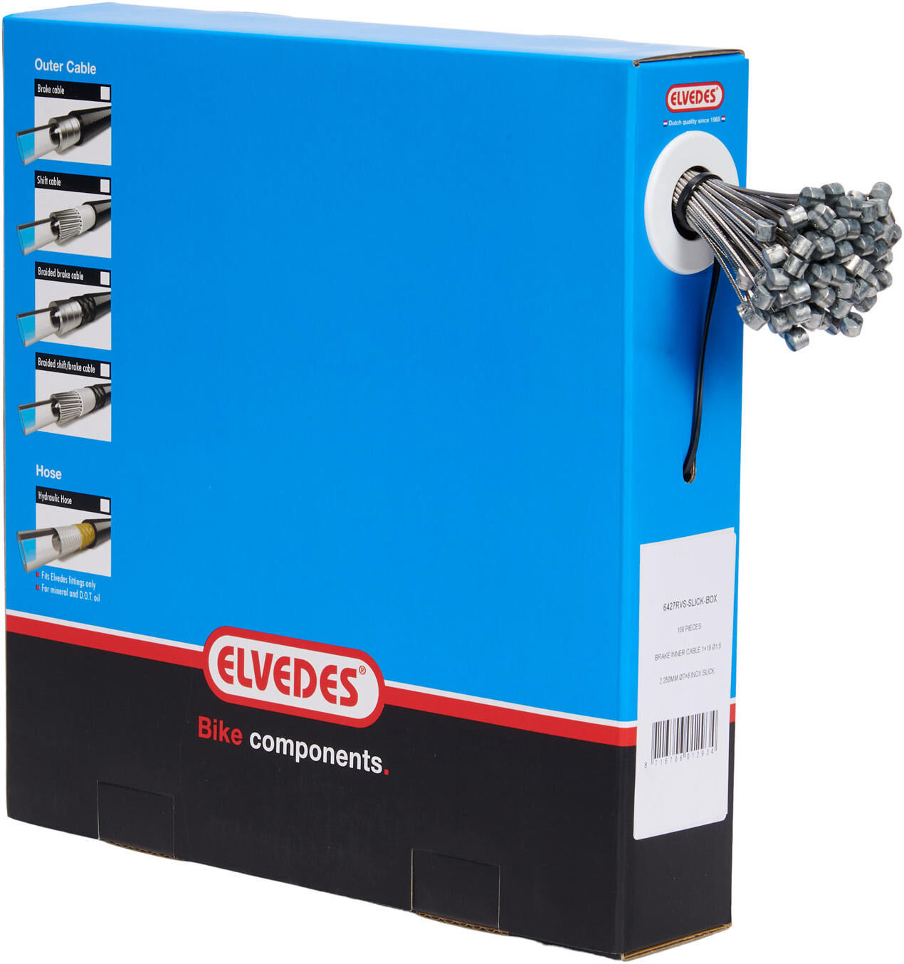 Cables internos de freno Elvedes 2250mm acero inoxidable Slick Ø1.5mm T-pezón (100 piezas)