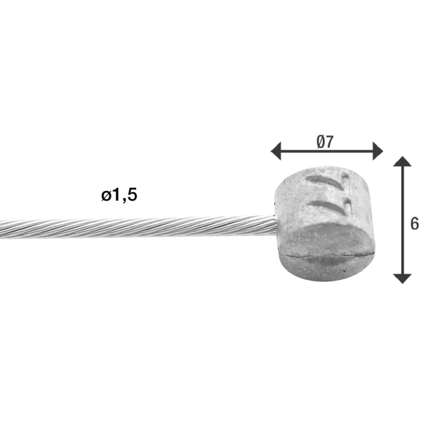 Elvedes Rem Binnenkabel 900mm 1 × 19 Galvanizzato Ø1,5 mm con Ø7 Ø7 × 6mm
