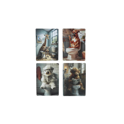 Wandbord animals toilet metaal 20x30cm