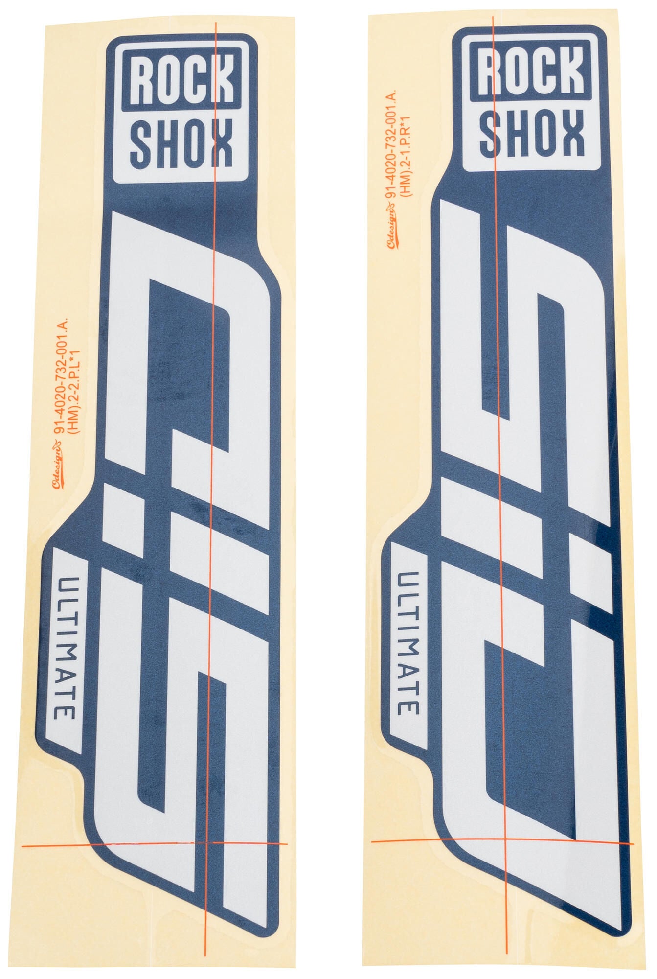 Rockshox Decal Set Rs White lucido per cursori blu