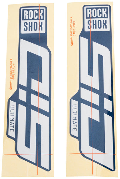 Rockshox Decal Set Rs White lucido per cursori blu