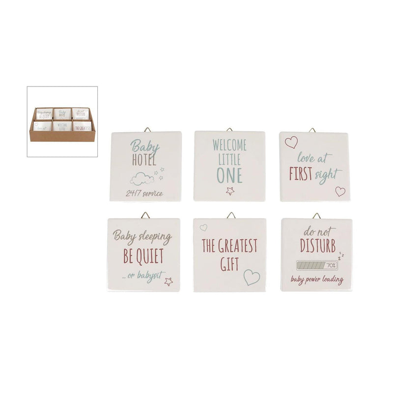 Home styling tegeltje baby met tekst 10x10x0,7cm