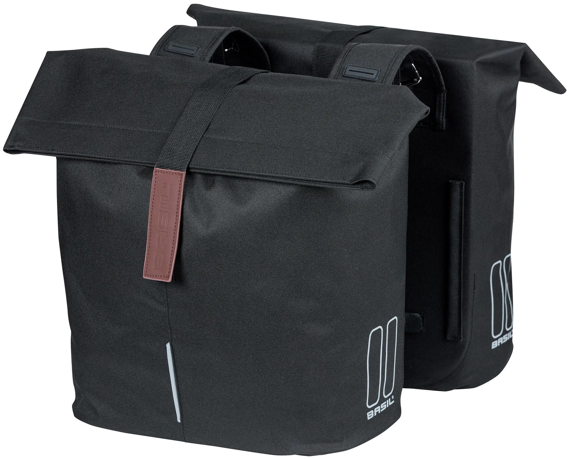 Bolsa de bicicleta doble de Basil City - Poliéster repelente de agua - Sistema de puentes negros - 28-32L - 28-32L