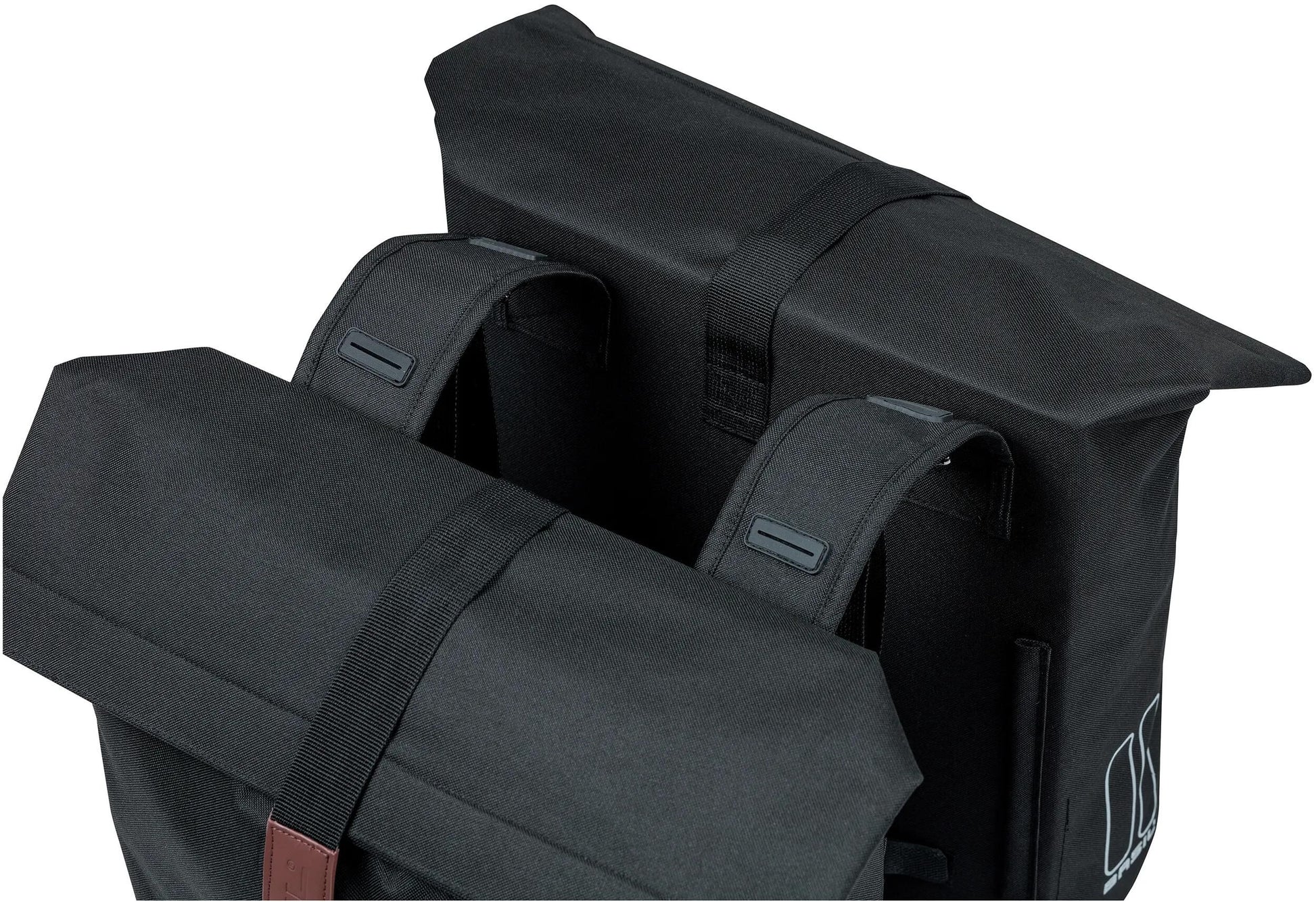 Basil City Double Bicycle Borsa - Acqua - Polyester Repellent - Black - Universal Bridge System - 28-32L