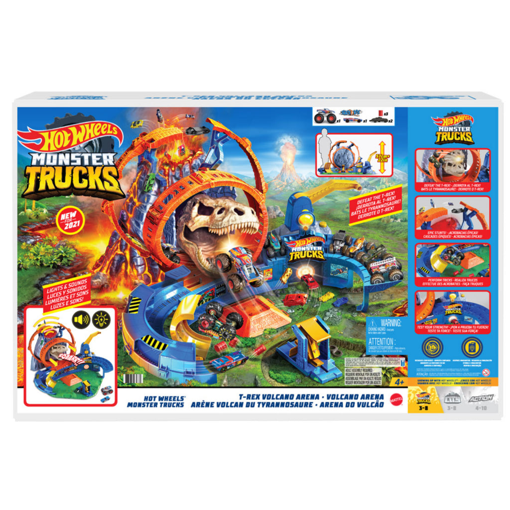 Ruedas calientes Monster Trucks T-Rex Volcano Arena