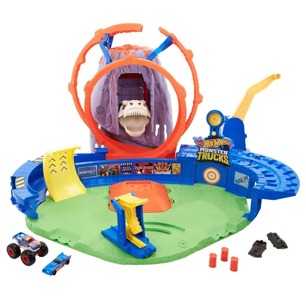 Ruedas calientes Monster Trucks T-Rex Volcano Arena