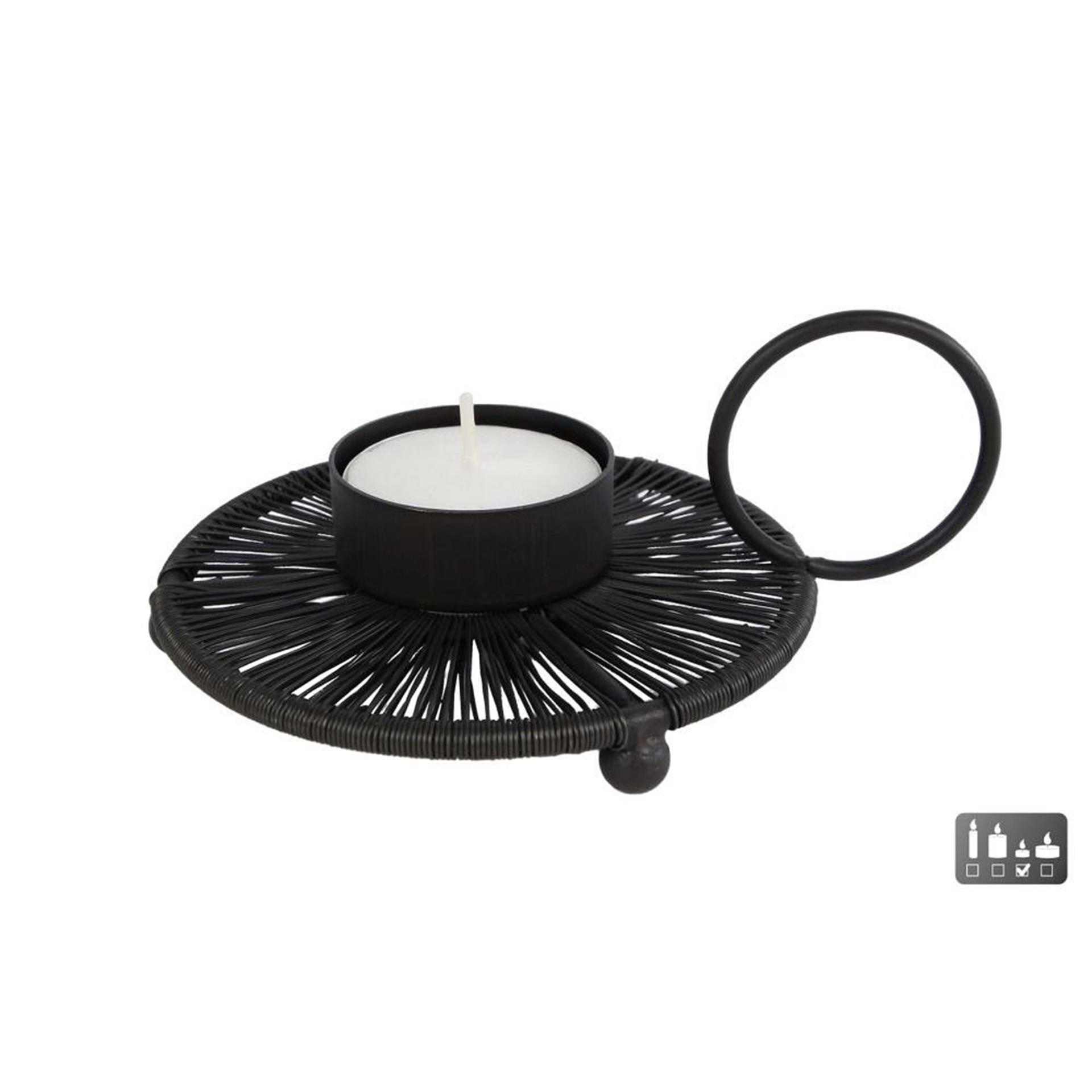 Regalos Amsterdam Gifts Amsterdam Talight Soporter Cable l Black Metal 14x11x4cm