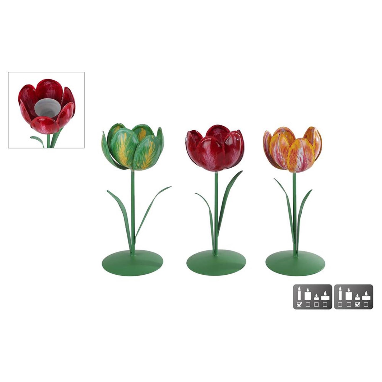 Candelabro tulipán s metal 8x8x20cm