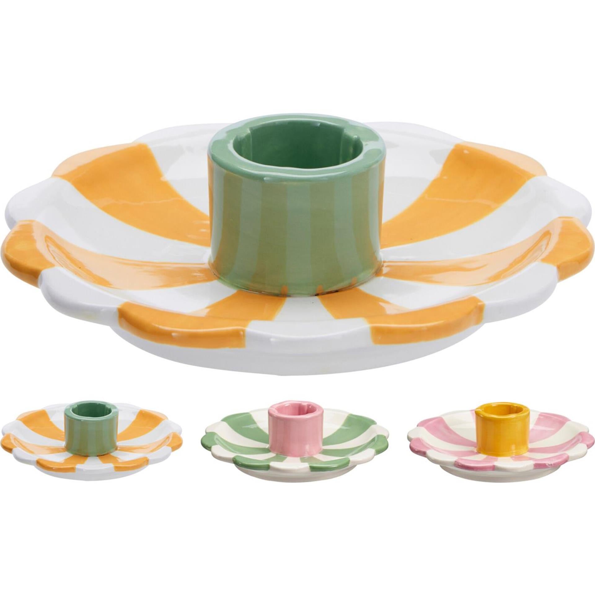 Home styling kandelaar 12cm 3 assorti kandelaar streep 12cm