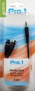 Enzo pro-1 audio 3,5 jack stereo ->2 tulp female 20cm 9201500