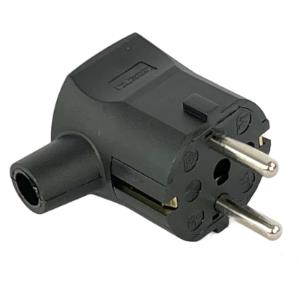 Enchufe de tierra Enzo acodado negro con pasacables 6140690