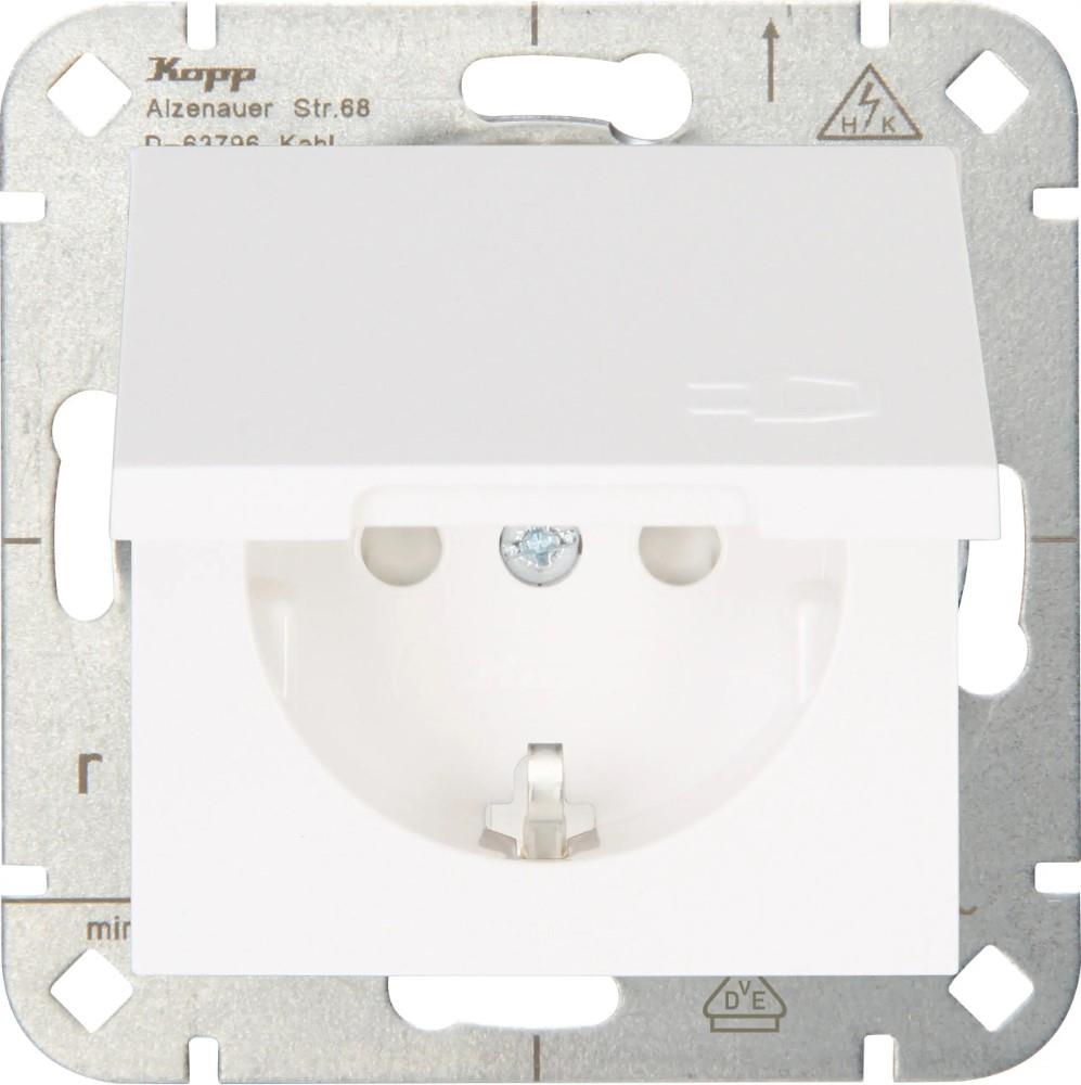 Kopp hk07 presa da incasso ra bianco puro opaco con coperchio + blocco sicurezza bambini - 4624150