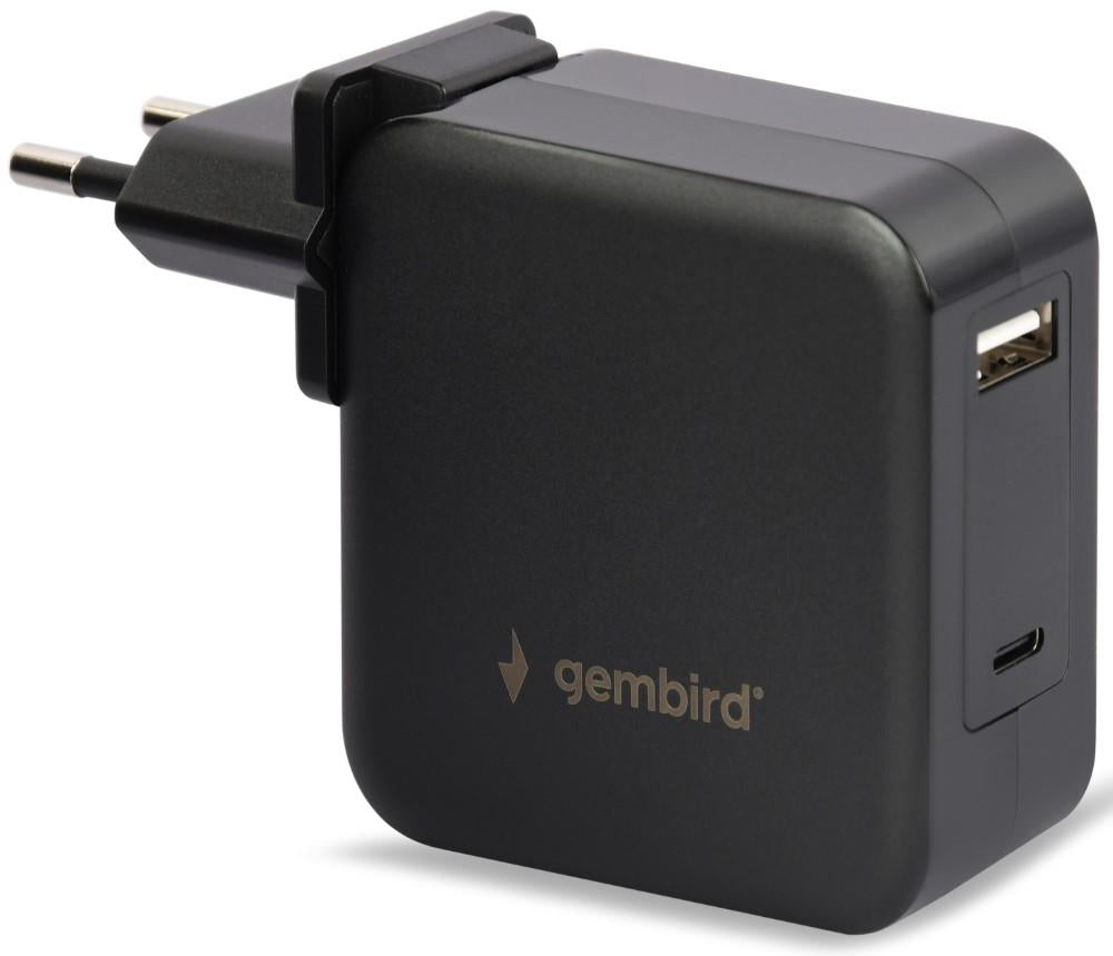 Gembird USB-C caricabatterie rapido alimentatore per laptop 60W USB + USB-C nero - 9550195