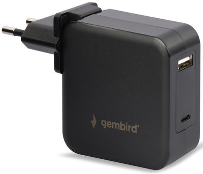 Gembird USB-C caricabatterie rapido alimentatore per laptop 60W USB + USB-C nero - 9550195