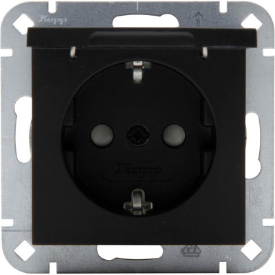 Kopp hk07 enchufe empotrado ra negro mate puro con tapa + seguro para niños - 4624650