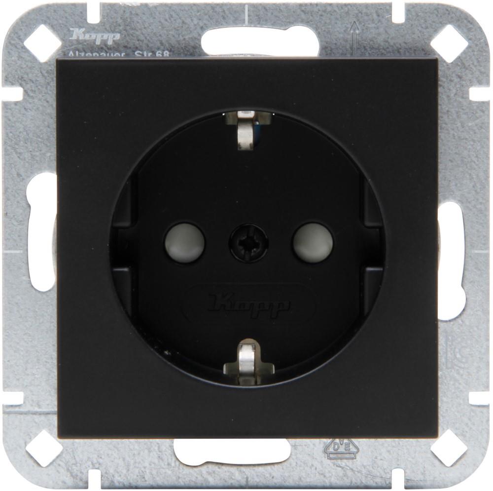 Enzo kopp hk07 pure mat zwart inbouw stopcontact ra + kinderbeveiliging - 4624610