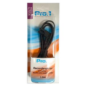 Recordersnoer 230v 1.5m met haakse aansluiting - 9296203