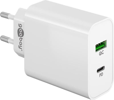 Caricabatterie rapido USB + USB-C Goobay 45W bianco - 9550194