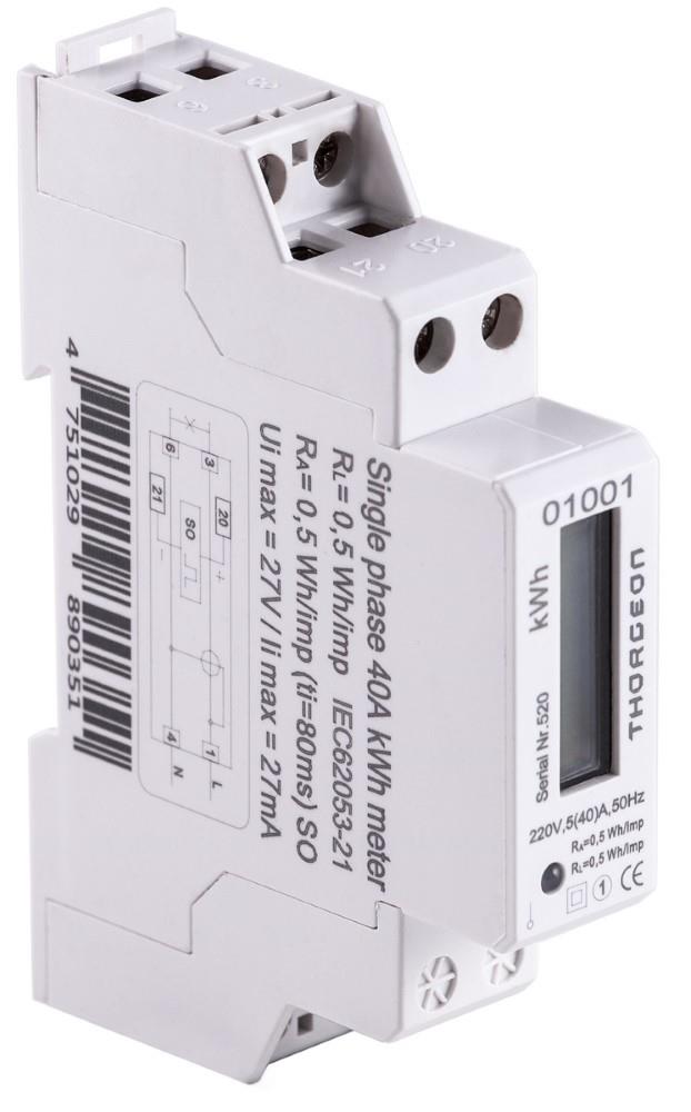 Contatore kWh Thorgeon monofase digitale 40a + impulso - 4518250