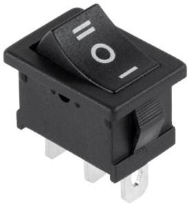 Interruptor basculante Enzo 1p on-off-on pequeño negro 7430705