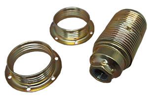 Portalampada Enzo e14 con 2x ghiera ottone 6042268