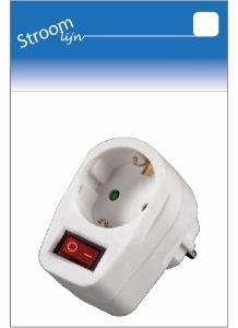 Adattatore per presa di terra con interruttore bianco - 6640890