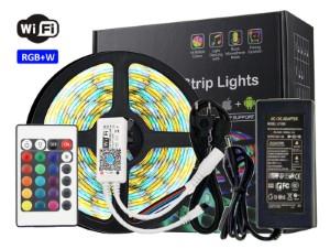 Set striscia LED flessibile 5m 5050 12v ip65 rgbw wifi completo - led1091