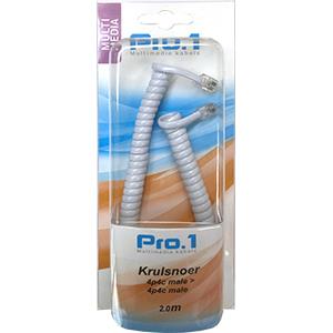 Enzo pro-1 krulsnoer 4p4c naar 4p4c wit 2.0 meter 9297050