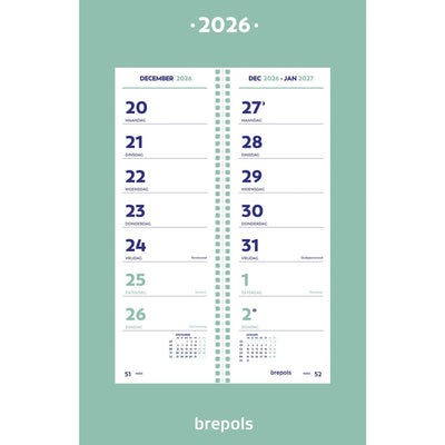 Brepols copri calendario 2026 con spirale