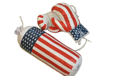 E l sports - set sacco da boxe - pu - bianco rosso blu