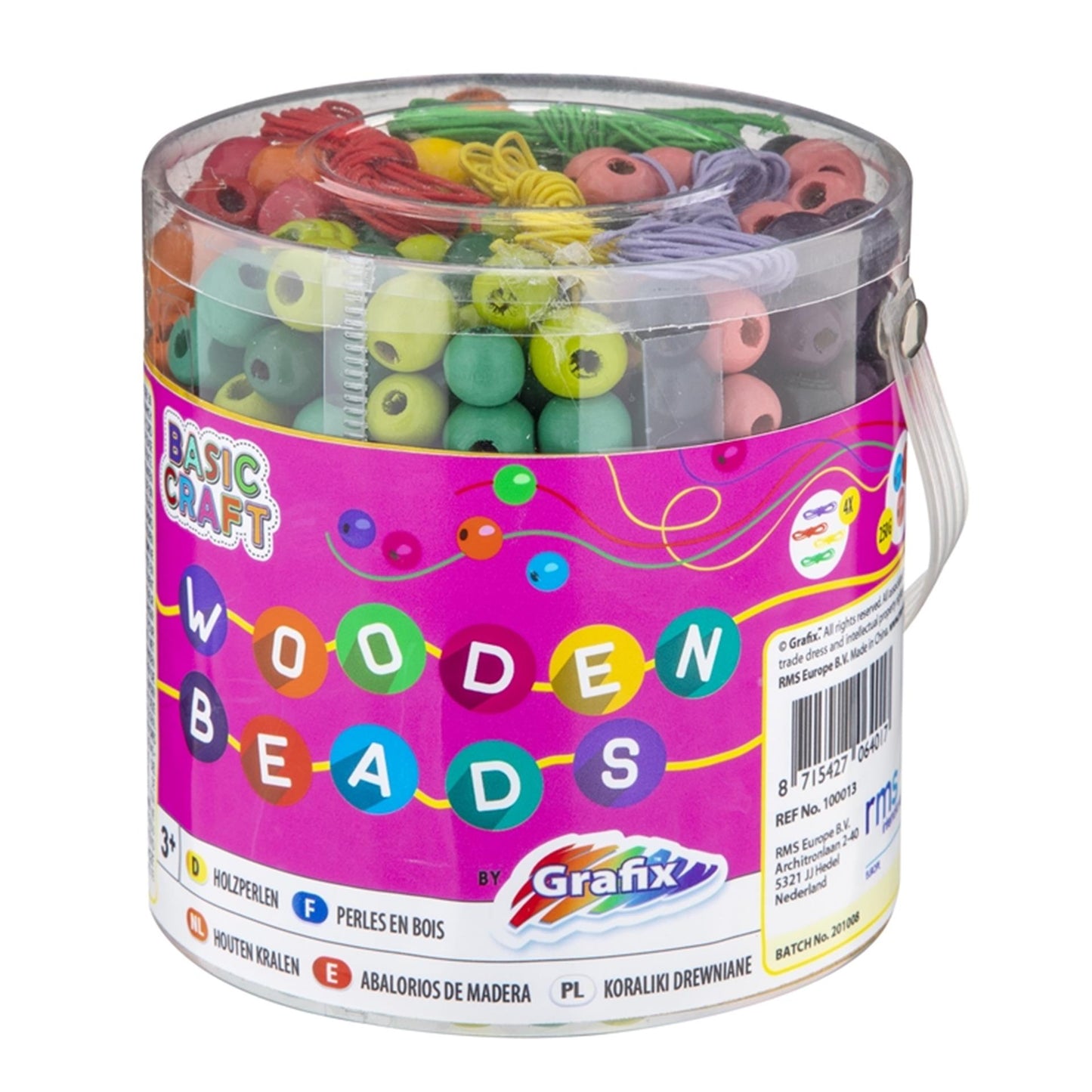 Secchio con perle di legno, 250gr.
