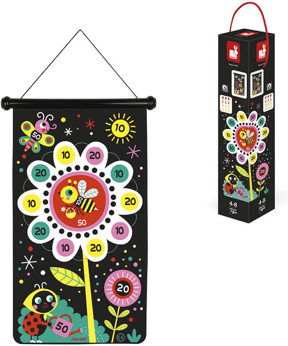 Janod - gioco - gioco di freccette da giardino - bersaglio magnetico bifacciale