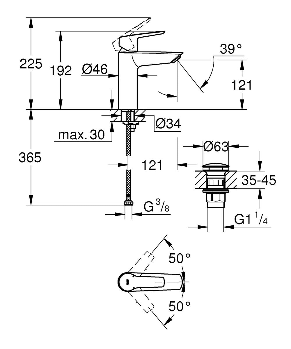 Miscelatore lavabo Grohe start 1 maniglia - cromo