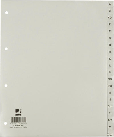 Tab. alfabetici Q-connect, a4, pp, 20 tab., grigio