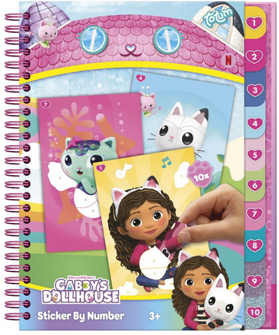 Totum, libretto di puzzle adesivi per la casa delle bambole di Gabby, con pagine da colorare, libro delle vacanze, 10 puzzle adesivi - adesivo per numero, libro delle attività natalizie, casa delle bambole di Gabby