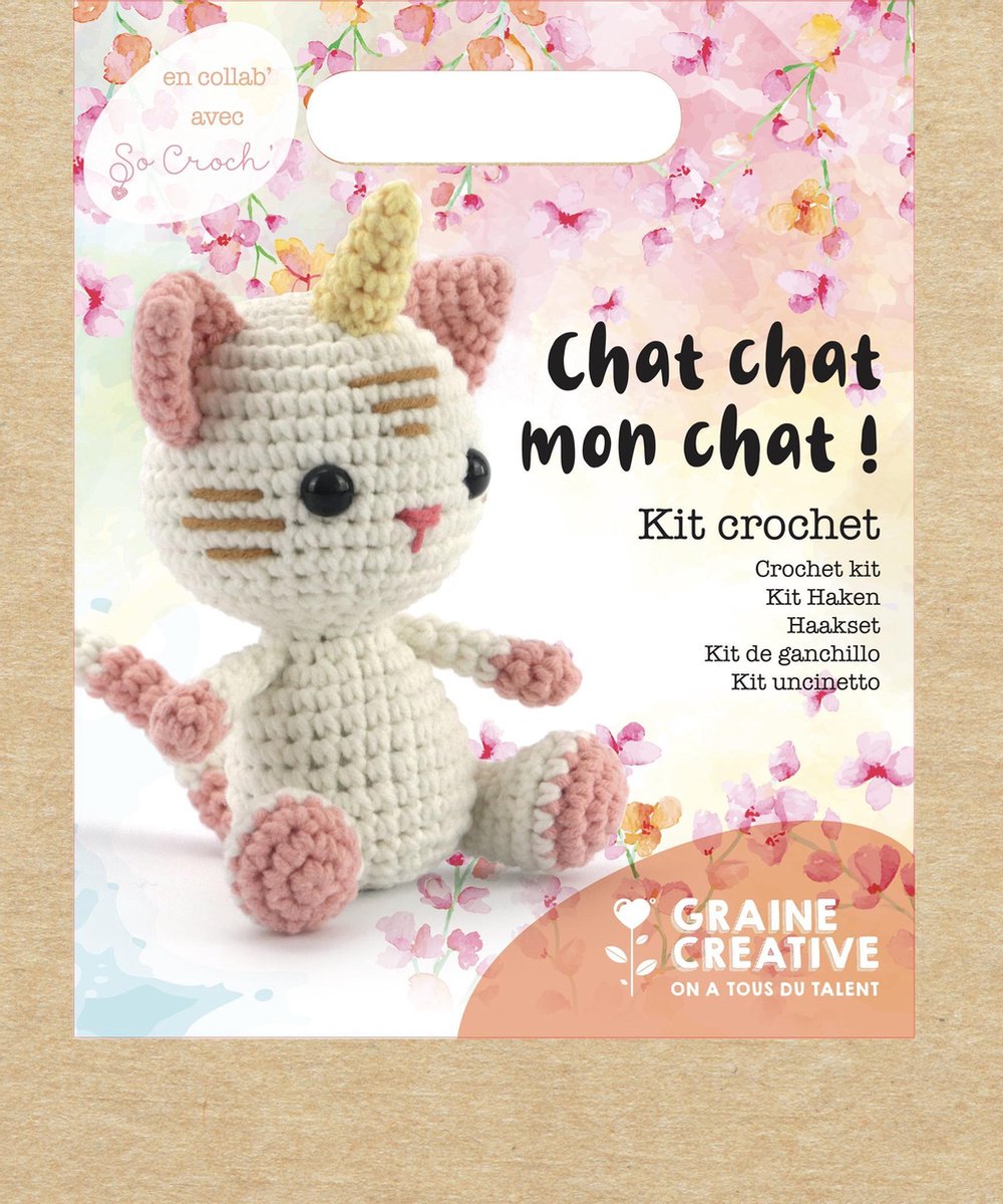 Kit de crochet Graine créative unicornio-gato | conjunto de crochet de bricolaje | chat chat mon chat, 15 cm