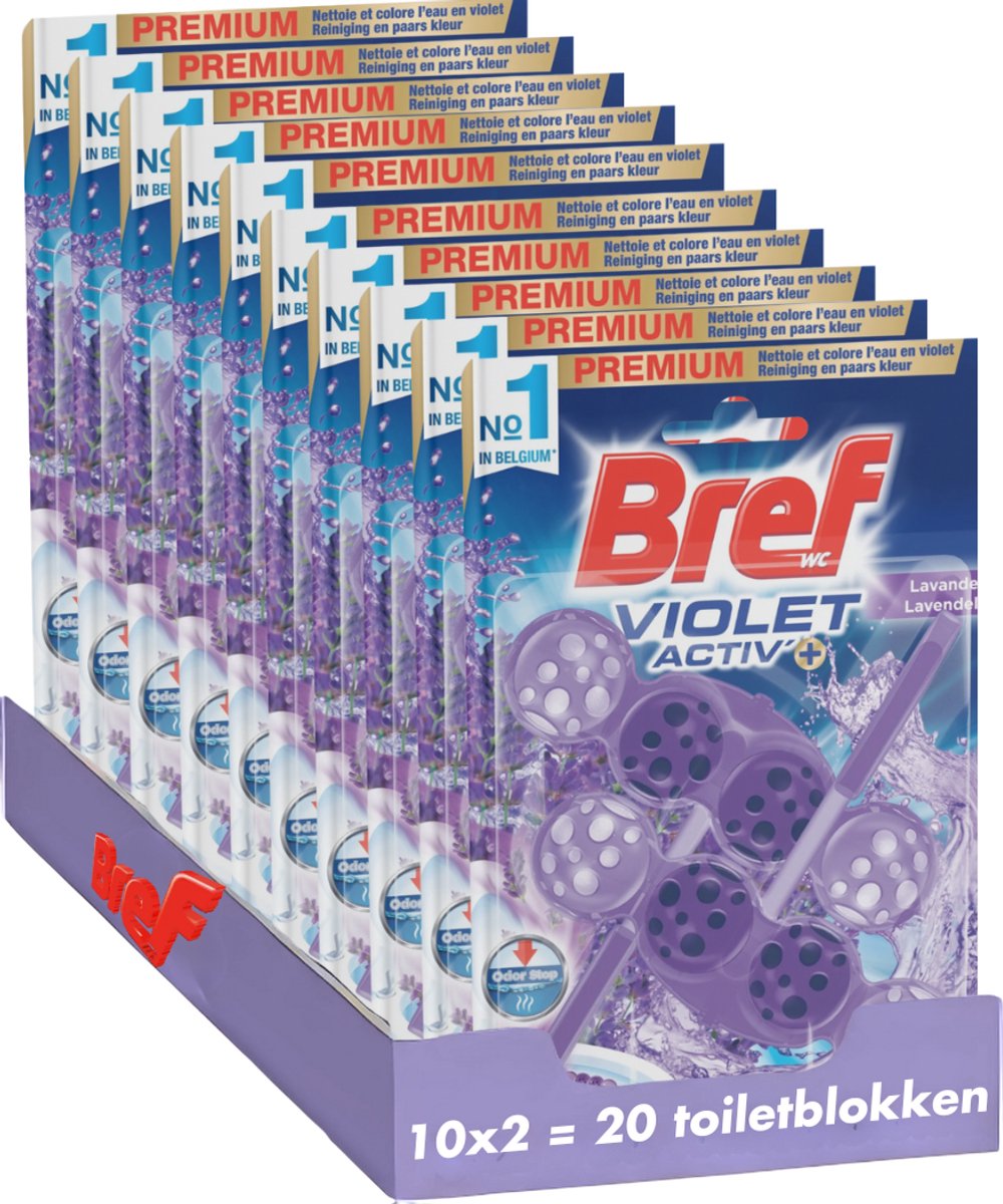 Bref - viola activ' - toilette pulita - freschezza intensa e duratura - confezione risparmio - 10 x 2 pezzi