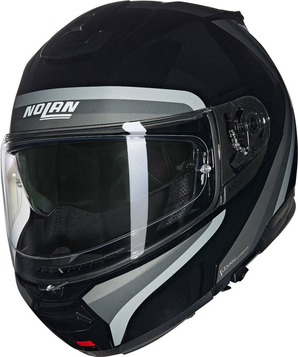 Nolan n100-6 assoluto 349 zwart zilver wit glossy systeemhelm - maat s - helm