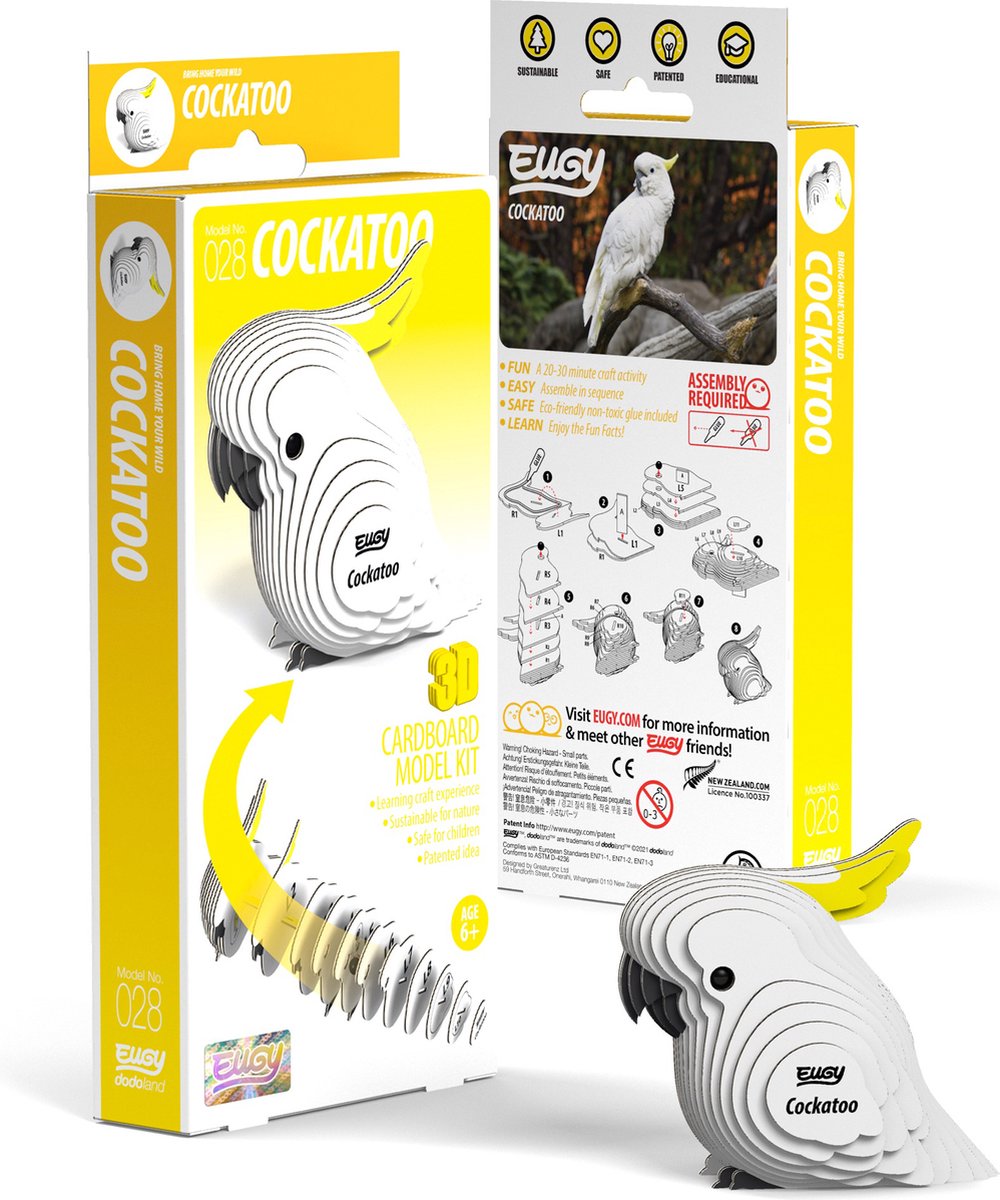 Puzzle 3D Eugy - Cacatua - Uccelli - Sostenibile - Collezionali tutti - 6 anni